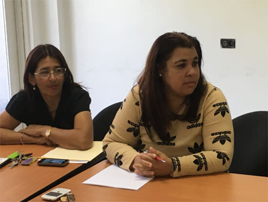 Representantes de la Biblioteca Dr Humberto García Arocha, Secretaria Ejecutiva Lorens Quintero y Lic Eunice Corredor.